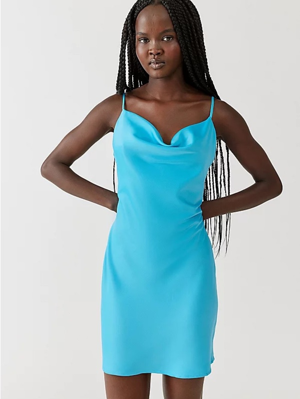 Urban Outfitters UO Mallory Cowl Slip Dress Teal Blue